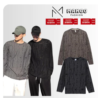 WS37 - เสื้อยืดแขนยาวผู้ชายดีไซน์ขาดแบบเฉพาะตัว M-2XL