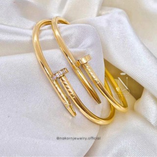 กำไลข้อมือตะปู เศษทองแท้24k แฟชั่นทันสมัย เกรดพรีเมี่ยม ไม่ล…