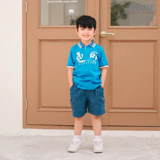 Chelsee กางเกงยีนส์ขาสั้น เด็กผู้ชาย เอวยางยืด ลายไดโนเสาร์ ผ้ายีนส์เดนิม นิ่ม อายุ 1.5-10ปี เสื้อผ้าเด็กโต รุ่น 128122