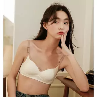 สินค้าพร้อมส่งจากไทย ชุดชั้นในสตรีผ้าฝ้ายไร้โครงฟองบาง เสื้อในดันทรง ผ้าฝ้าย สีพาสเทล ขอบตัด