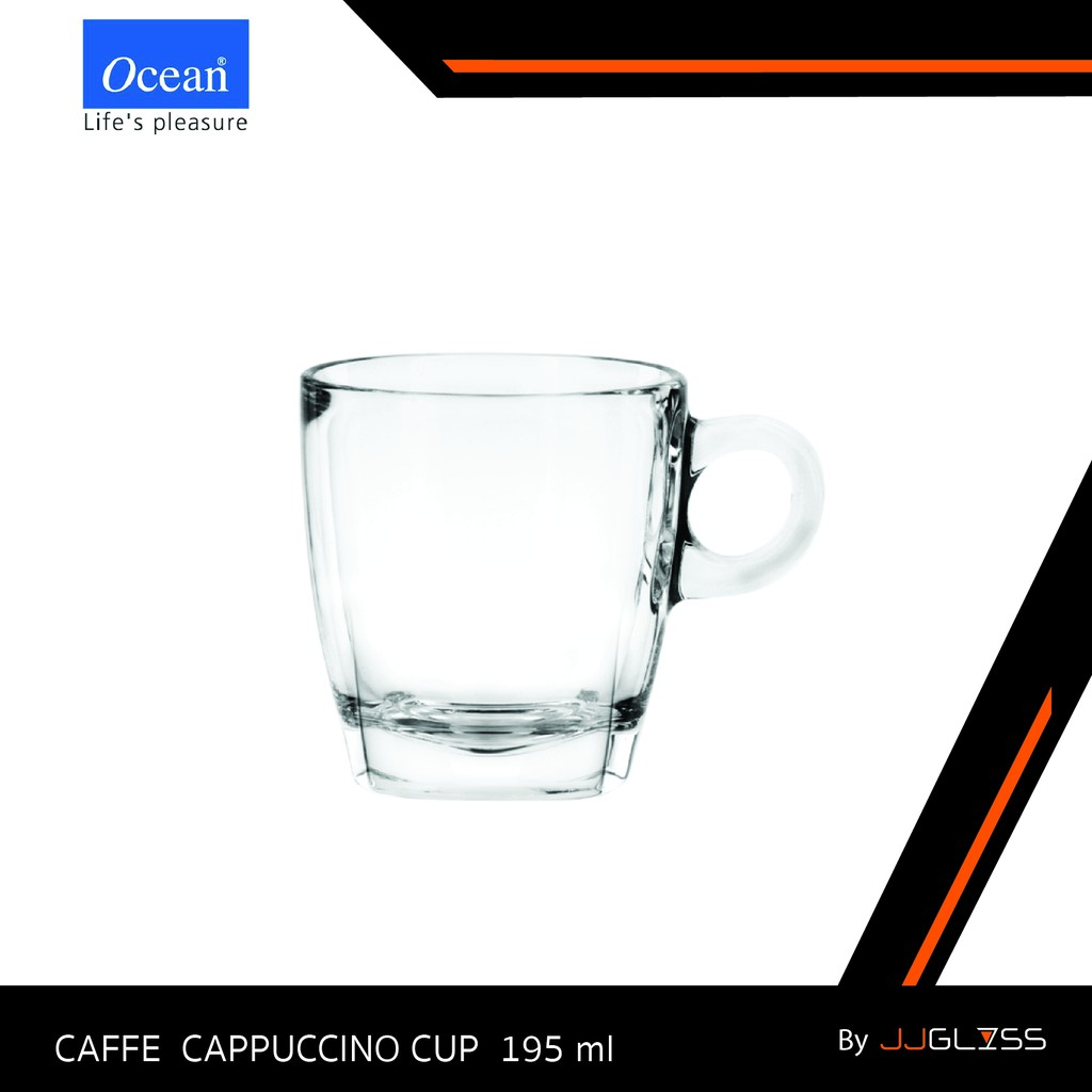 JJGLASS (Ocean) P02441 Cappuccino 6 3/4 oz (195 ml) - แก้วคาปูชิโน่ แก้วกาแฟเเบบมีหูจับเเบบใส