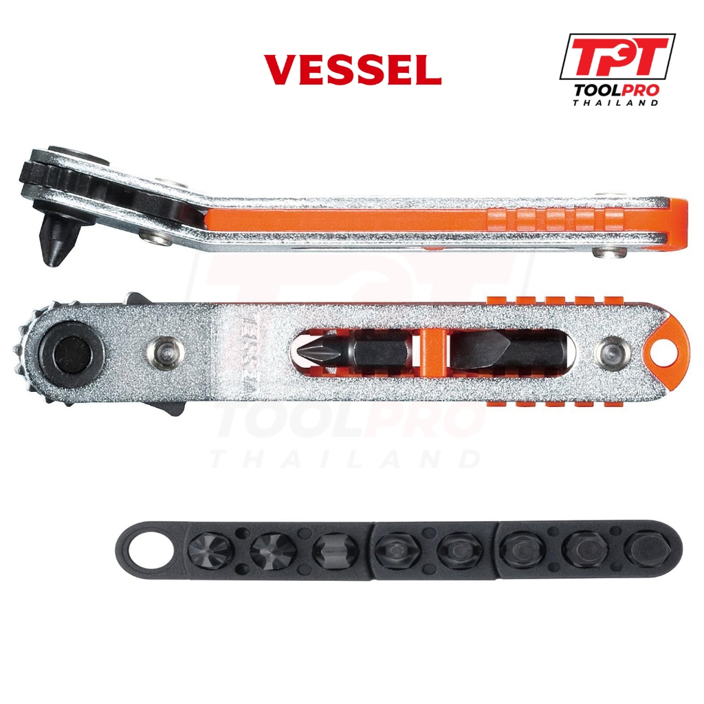 Vessel ด้ามฟรี กรอกแกรก พร้อมชุดดอก Slim / Angled Ratchet with Bit Set (TD-79) TD79