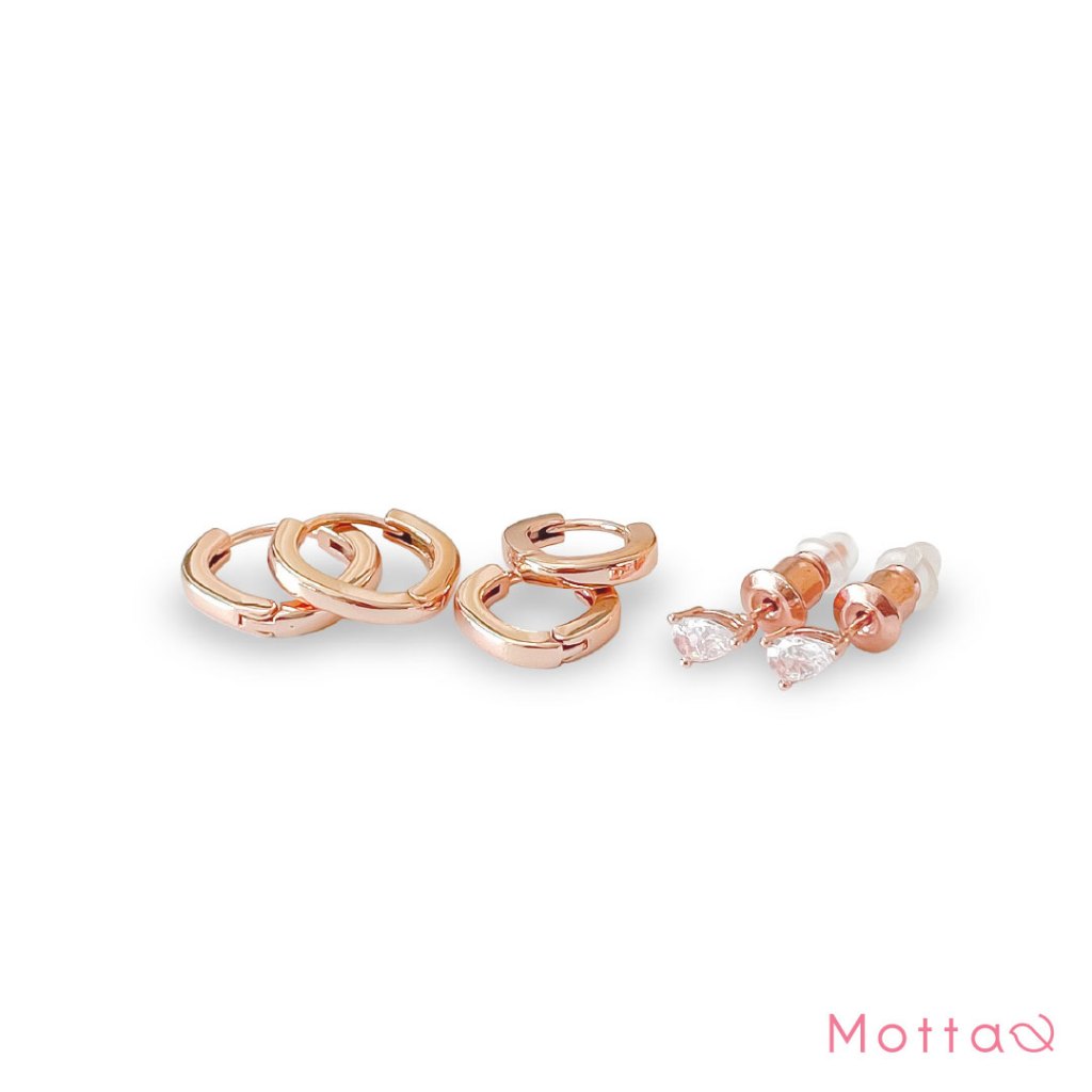 Motta ต่างหูเซต 3 คู่ ดีไซน์เก๋ ไม่ซ้ำใคร ไม่แพ้ ไม่คัน ใส่ได้ทุกวัน