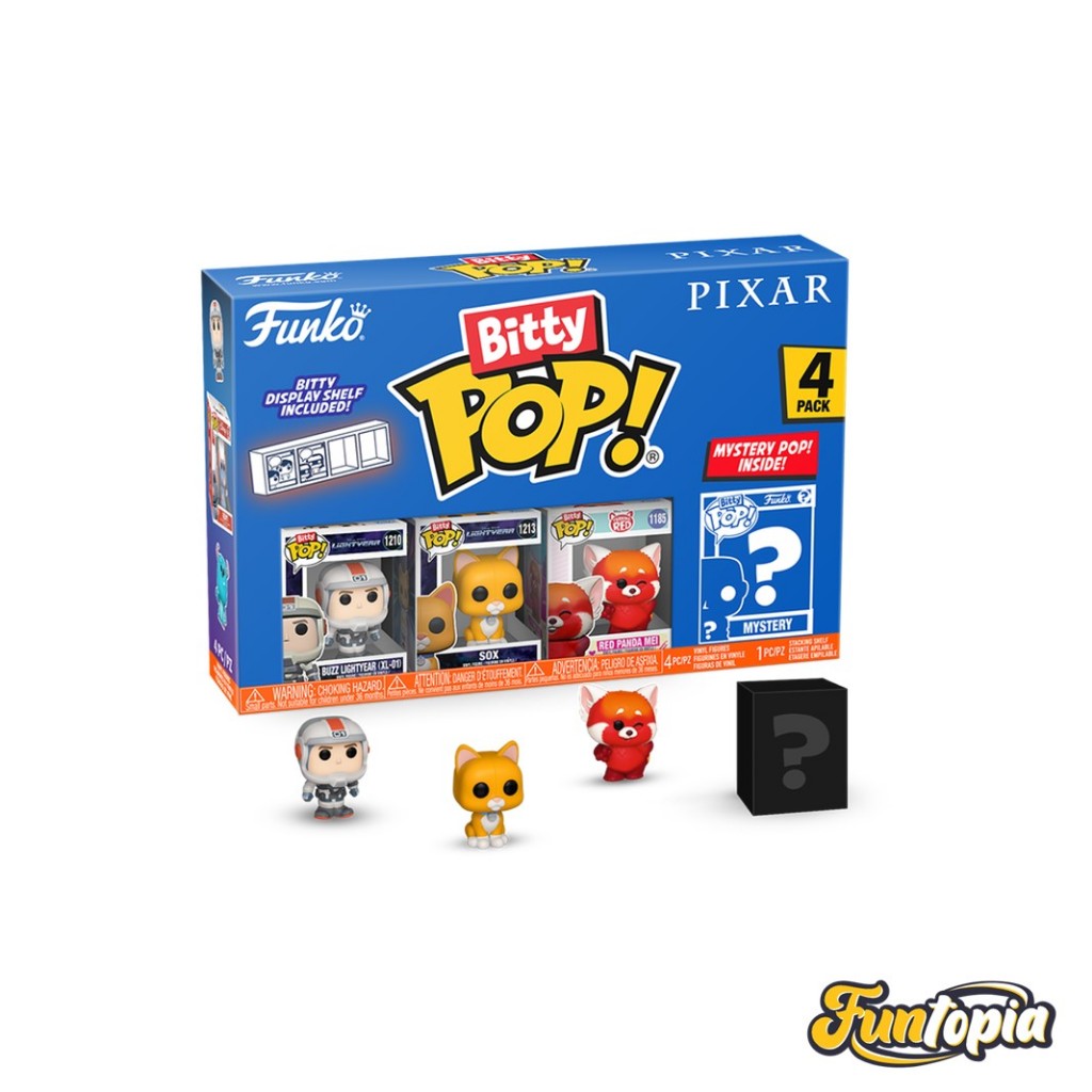 Funko Bitty POP! (75466) - Buzz Lightyear (XL-01), Sox, Red Panda Mei Bitty POP!: Pixar  (Pack 4)