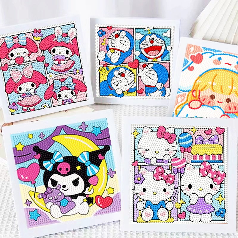 (พร้อมส่ง)ครอสติสคริสตัล diamond painting ภาพวาดเพชร ลายซานริโอ้น่ารัก คุโรมิ 18.5*18.5 cm DIY ของเล่นเด็ก การทำสมาธิ