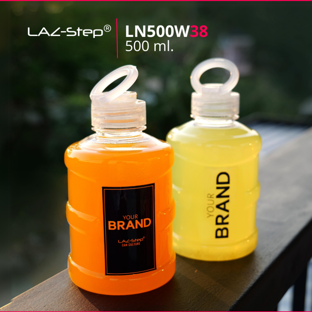 LAZ-Step ขวดพลาสติกหูหิ้ว PET Bottles ซีรี่ย์ 38 รหัส LN500W38 ความจุ 500 ml. ทรงถังน้ำ บรรจุลังละ 1