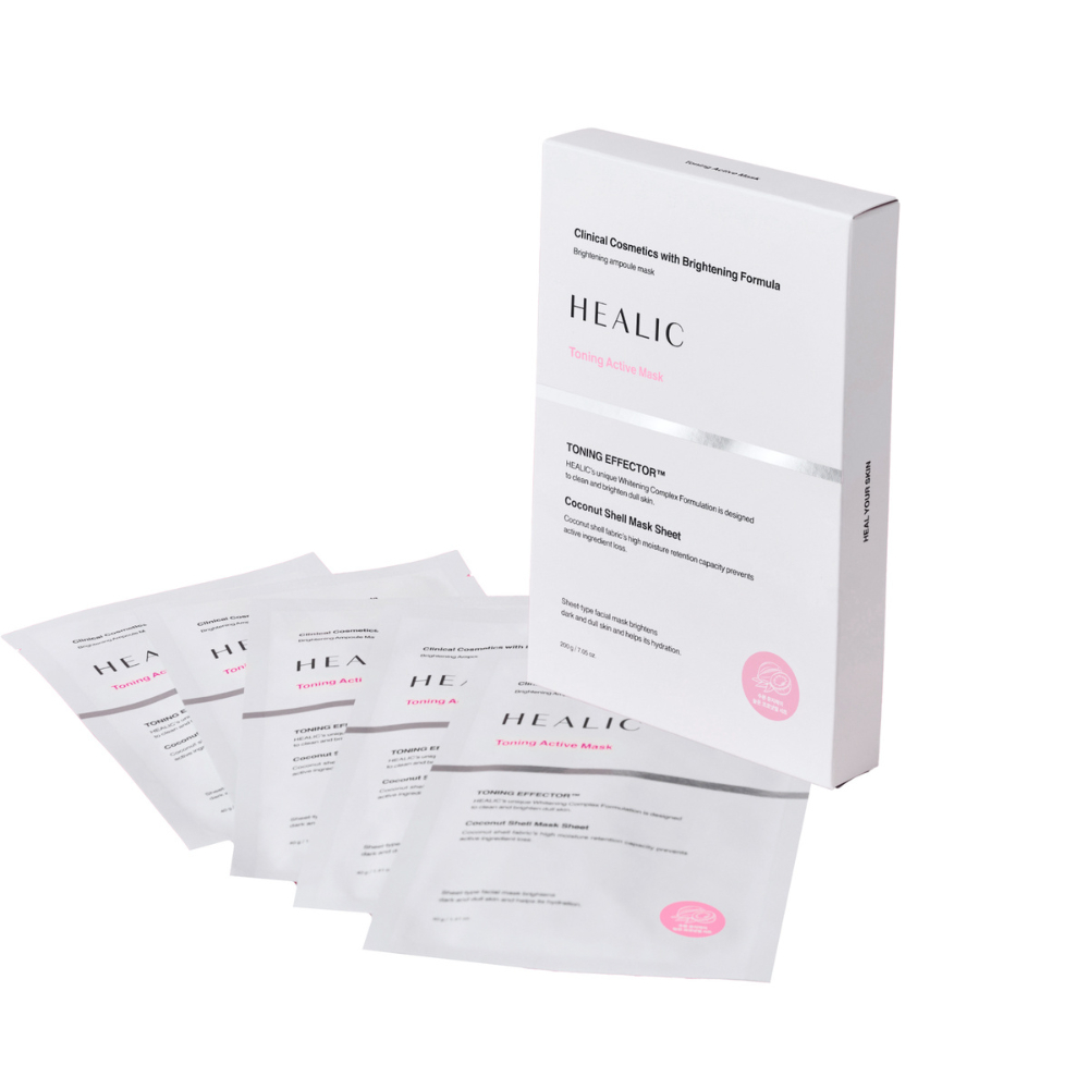 HEALIC Toning Active Mask มาส์กหน้ากระจ่างใส ชุ่มชื้น ลดรอยดำ สูตร Tranexamic Acid & Hyaluronic Acid