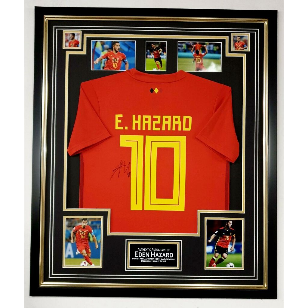 เสื้อเหย้า Belgium ของแท้ 2020 พร้อมกรอบ professional พร้อมลายเซ็น Eden Hazard  ⚫️🟡🔴
