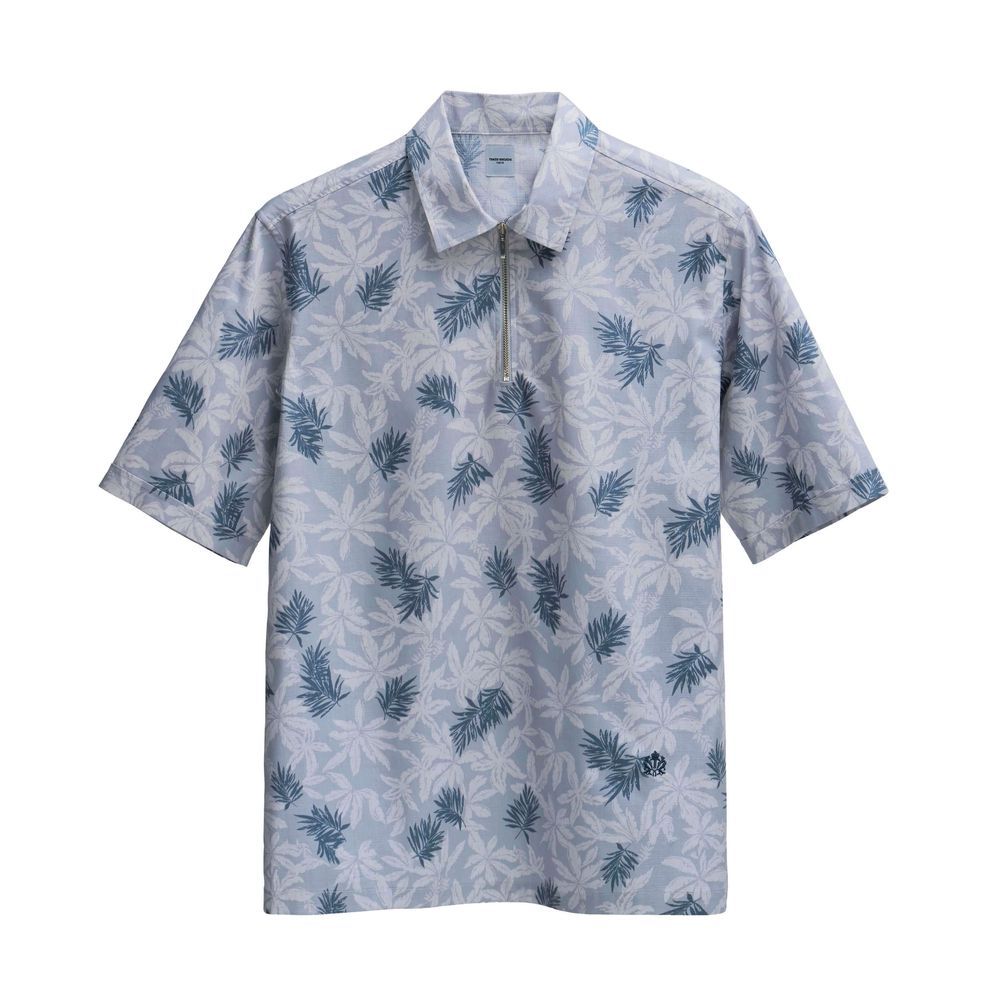 TAKEO KIKUCHI เสื้อเชิ้ตแขนสั้น TROPICAL PRINTED BUTCHER COTTON ZIPPER SHIRT