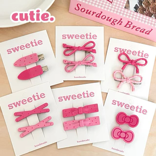 Cute 343 กิ๊บติดผม กิ๊บหนีบผมโทนสีชมพูลายจุด 2 ชิ้น / แพ็ค