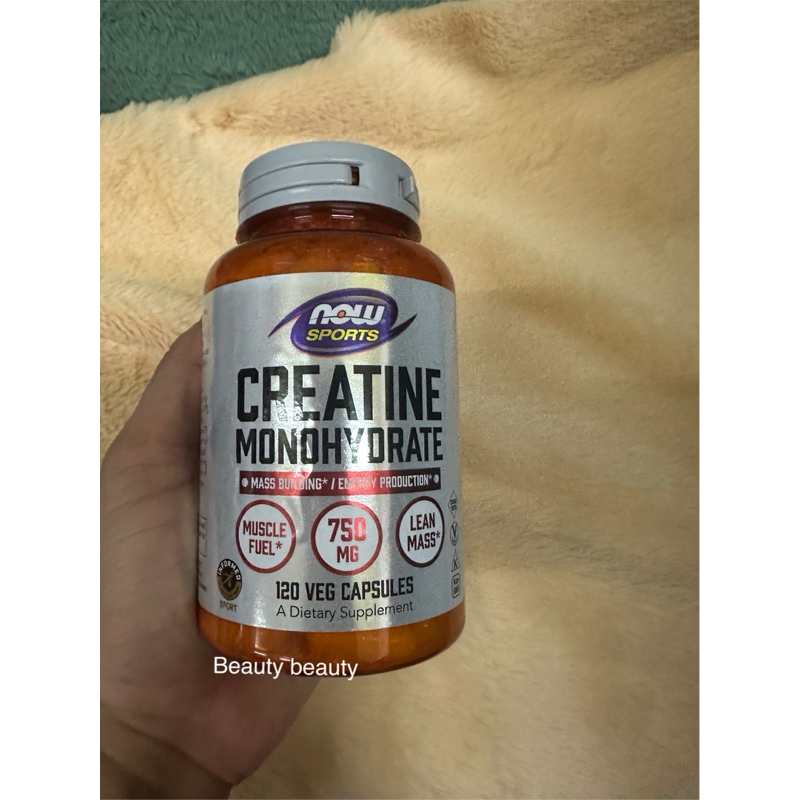 NOW Foods Sports Nutrition Creatine Monohydrate 750 mg Mass Building Energy Production 120 Veg Capsules