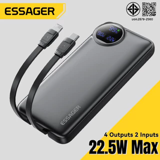 Essager พาวเวอร์แบงค์ 22.5W 10,000 mAh/20,000 mAh อะแดปเตอร์ USB Type C ชาร์จเร็วสำหรับเครื่องชาร์จโทรศัพท์มือถือแบบเร็ว