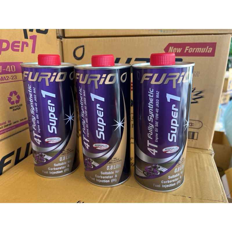 **แพ็ค 3 ขวด Furio super 1 4T fully syn สังเคราะห์ 100% ขนาด 0.8 ลิตร