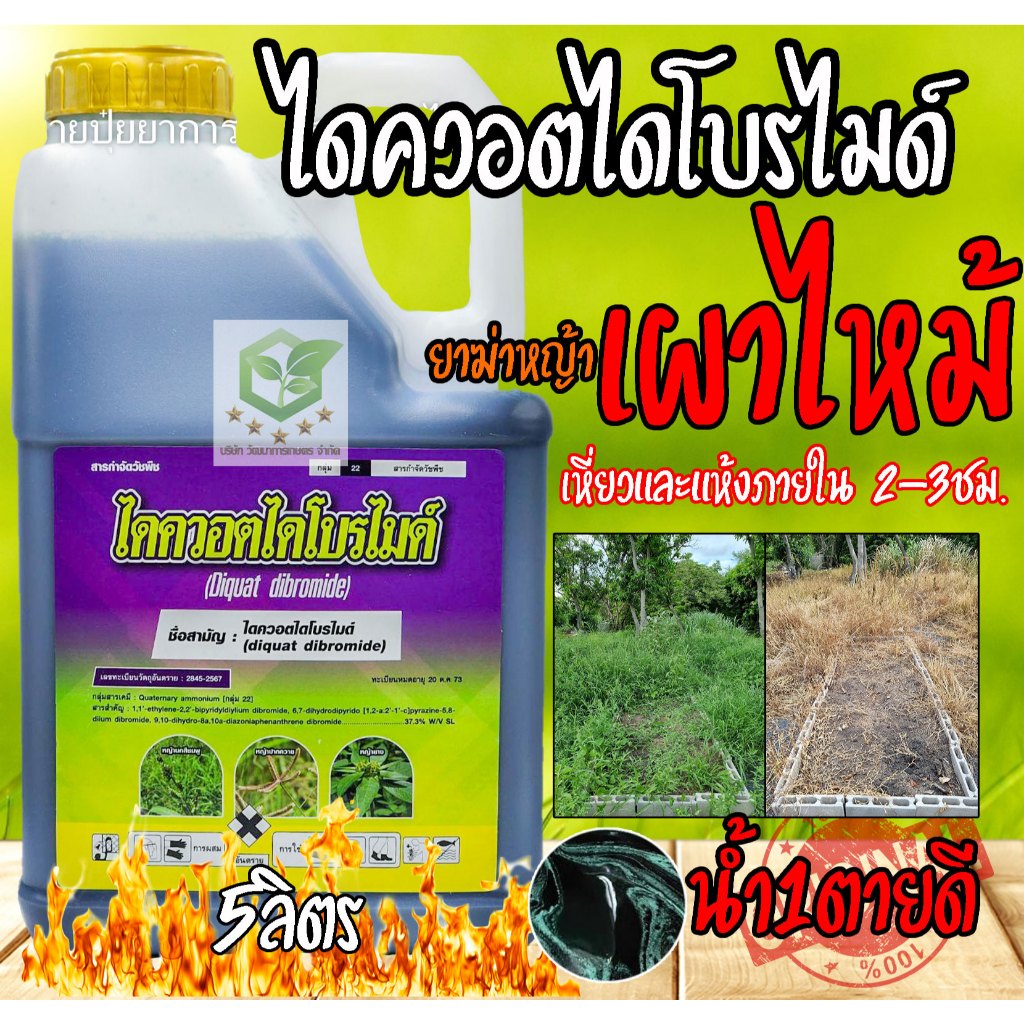 ไดควอต ไดโบรไมด์ ขนาด 5 ลิตร ฟิวโก้ สารกำจัดวัชพืชตัวใหม่ ออกฤทธิ์เผาไหม้ เหมือนพาราควอต ยาฆ่าหญ้าเผ