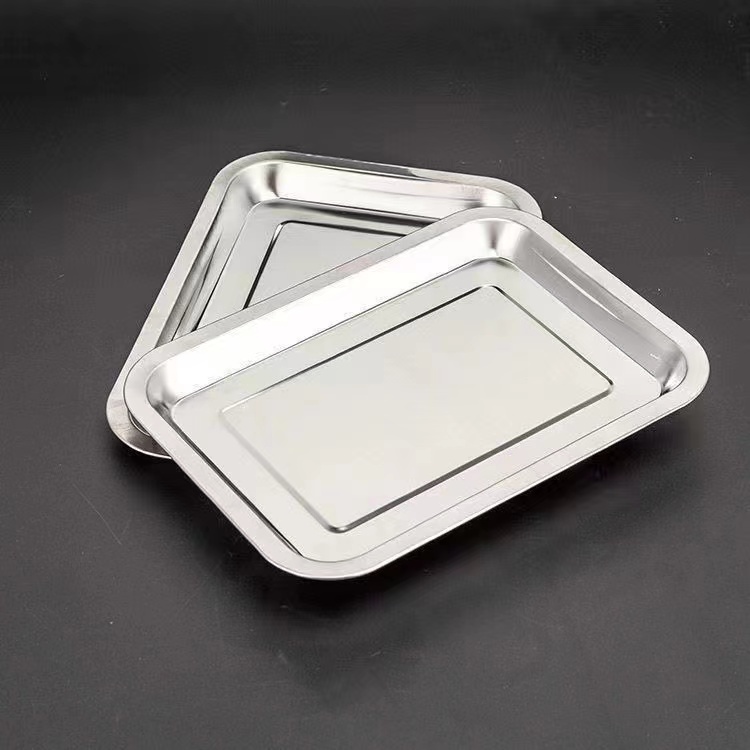 [ซื้อ 1 แถม 5] 26*19*4.5 410 ถาดสแตนเลส ต่อการใช้งาน ถาดสี่เหลี่ยมไว้ใส่อาหาร ถาดใส่ขนม ถาดเสิร์ฟ ไร้สารปนเปื้อน ทนทาน - รูปที่ 5