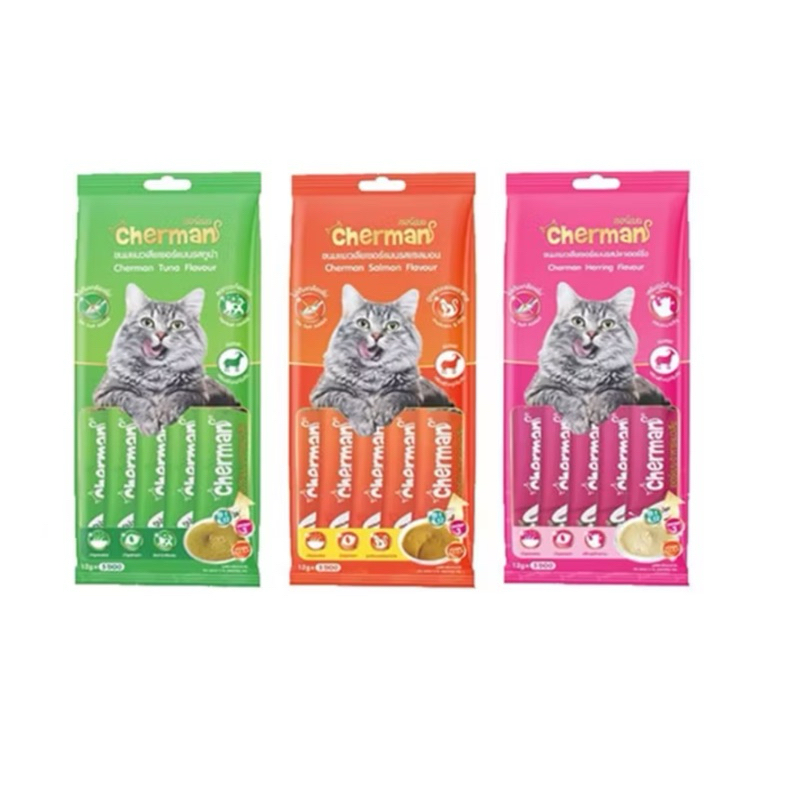 เชอร์แมน cherman ขนมครีมแมวเลีย (25 ชิ้น) คละรส