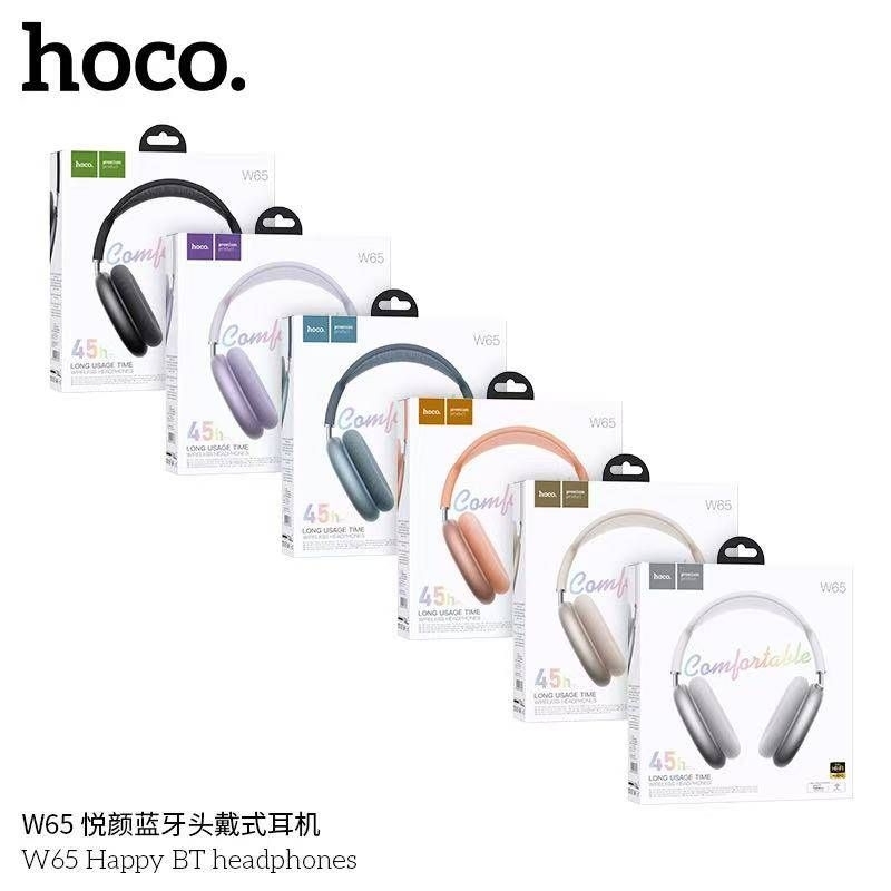 Hoco W65 หูฟังบลูทูธ เปลี่ยนพองน้ำครอบหูได้แบตอึด 45 ชั่วโมง รองรับ AUX/ Bluetooth 5.4