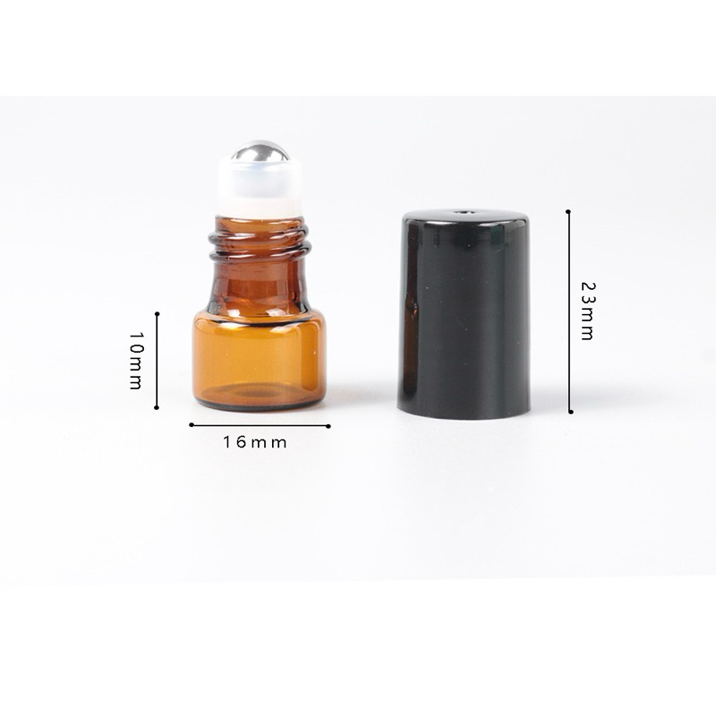 ขวดลูกกลิ้ง ขวดสีชา-ฝาสีดำ 1ML แบ่งขาย(3/6/12ขวด)