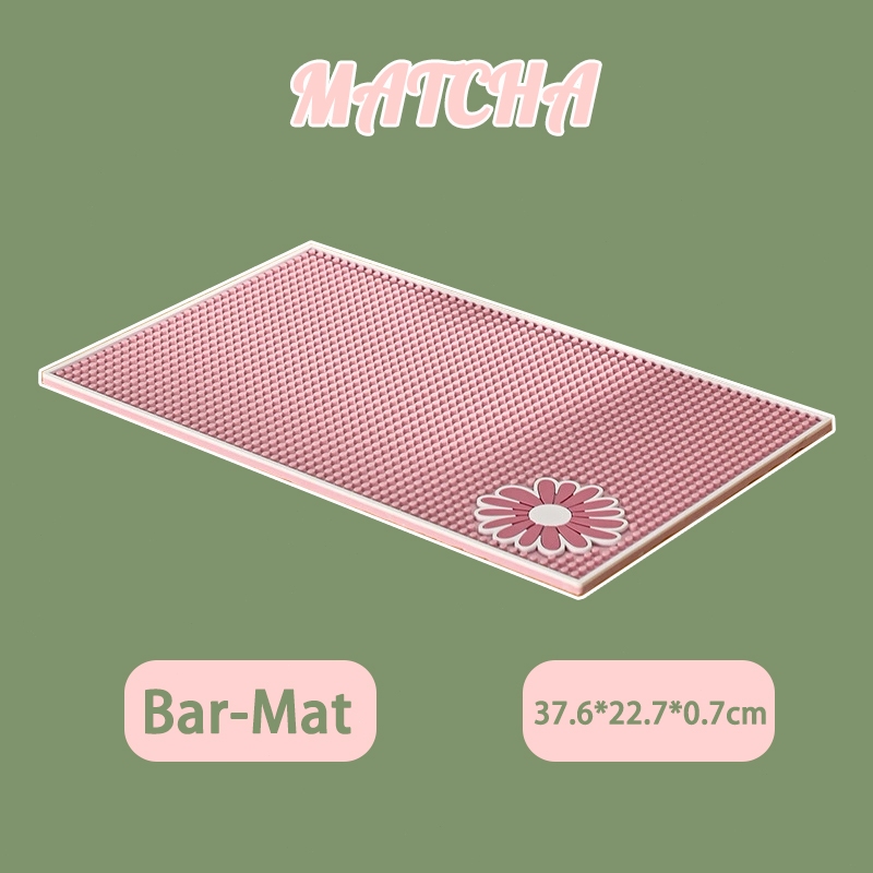 MATCHA Bar Mat Pink ยางรองกันลื่นสำหรับบาร์น้ำ ยางกันลื่นสีชมพูน่ารัก บาร์แมท แผ่นกันลื่น แผ่นยาง