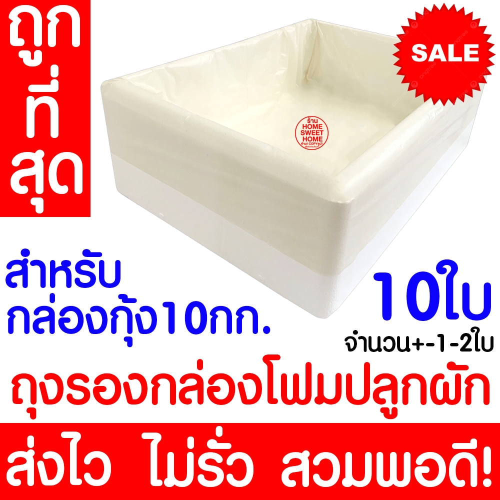 *โค้ดส่งฟรี*  ถุงดำรองกล่องโฟม 10ใบ ผักไฮโดรโปนิกส์ ถุงดำ ปลูกผัก กล่องโฟม Sale clearance