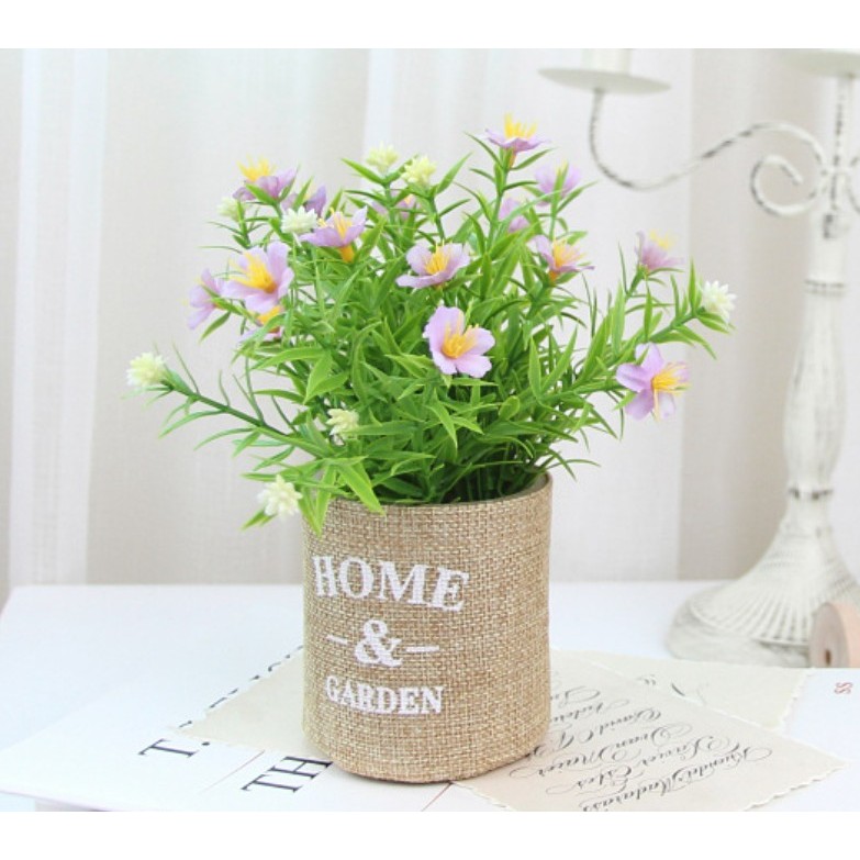 (18cm)ดอกไม้ปลอมน่ารักพร้อมกระถางผ้าHome&Garden - รูปที่ 3