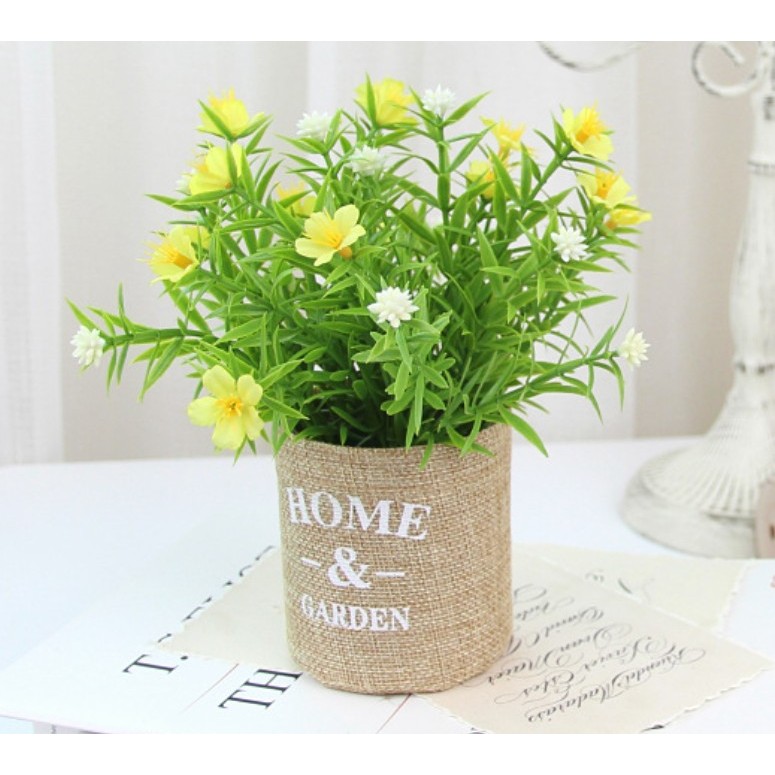 (18cm)ดอกไม้ปลอมน่ารักพร้อมกระถางผ้าHome&Garden - รูปที่ 4