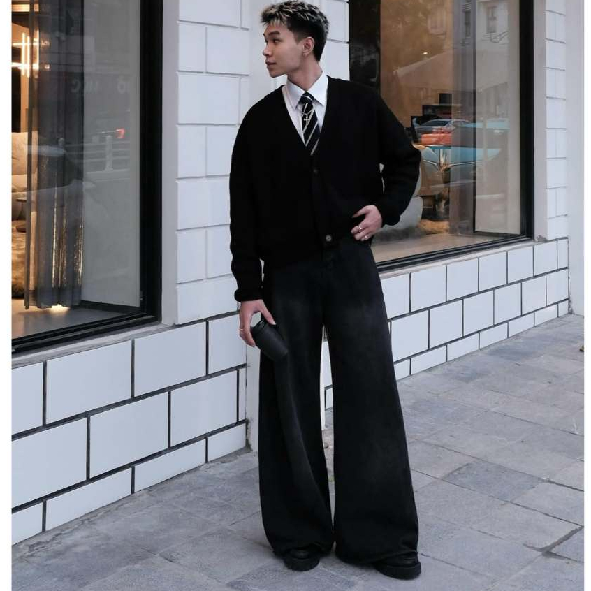 [แถมสายให้] Karants XS-4XL กางเกงยีนส์ทรงตรงพื้นฐาน ขากว้างพิเศษแบบ Unisex KQ99 สำหรับผู้ชายและผู้หญิง สไตล์ - KQ99 - รูปที่ 4