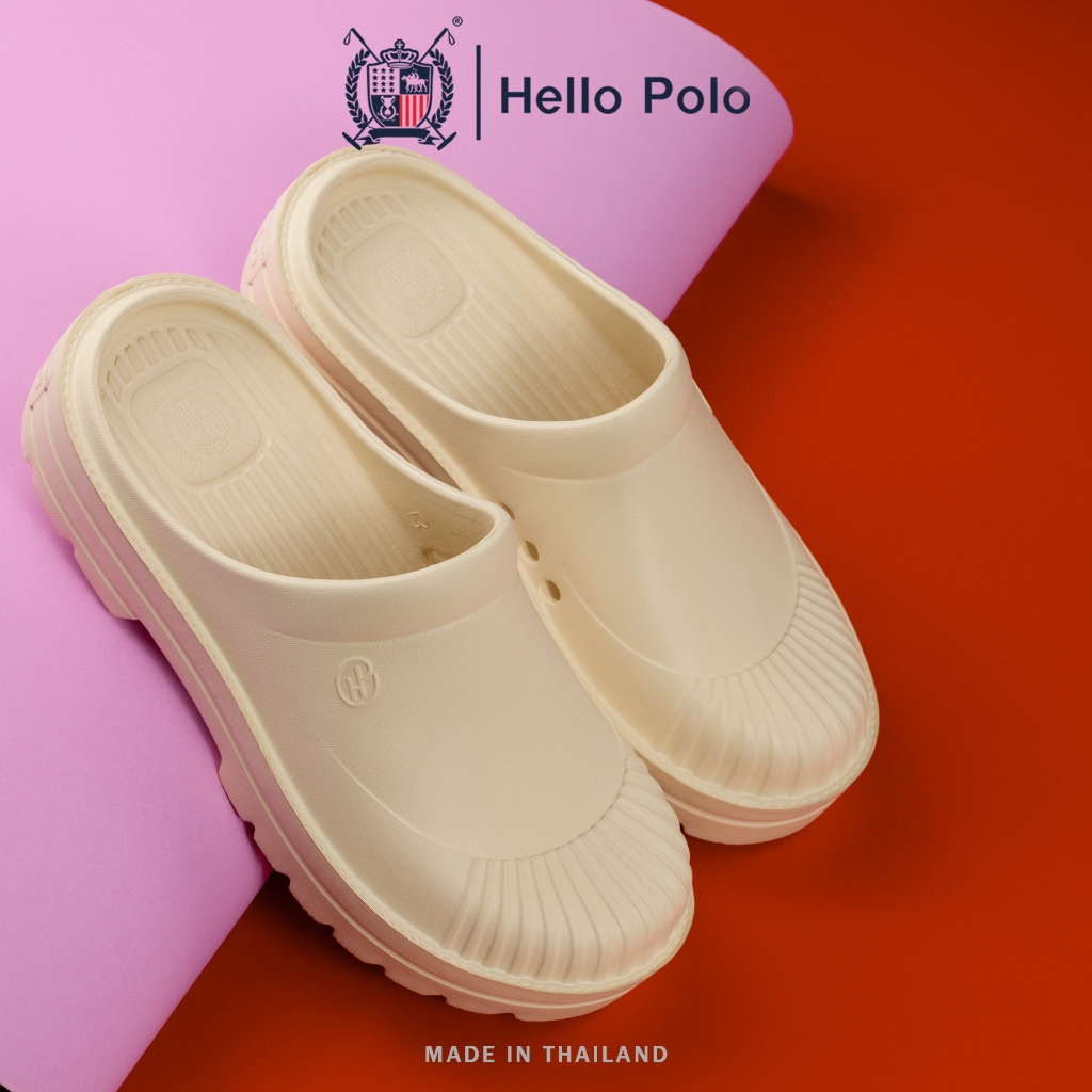 Hello Polo รองเท้าเปิดส้น รองเท้าแตะนุ่ม สําหรับผู้ชาย แฟชั่น ทนต่อการสึกหรอ กันลื่น ส้นหนา 4 ซม นุ่มนวลเหมือนเมฆ HP8045