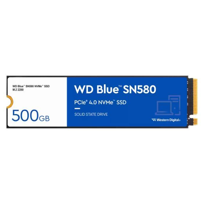 WD SSD Blue SN580 500GB NVMe PCIe Gen4 Read 4000MB/S, Write 3600MB/S, 5YEAR *WDS500G3B0E*