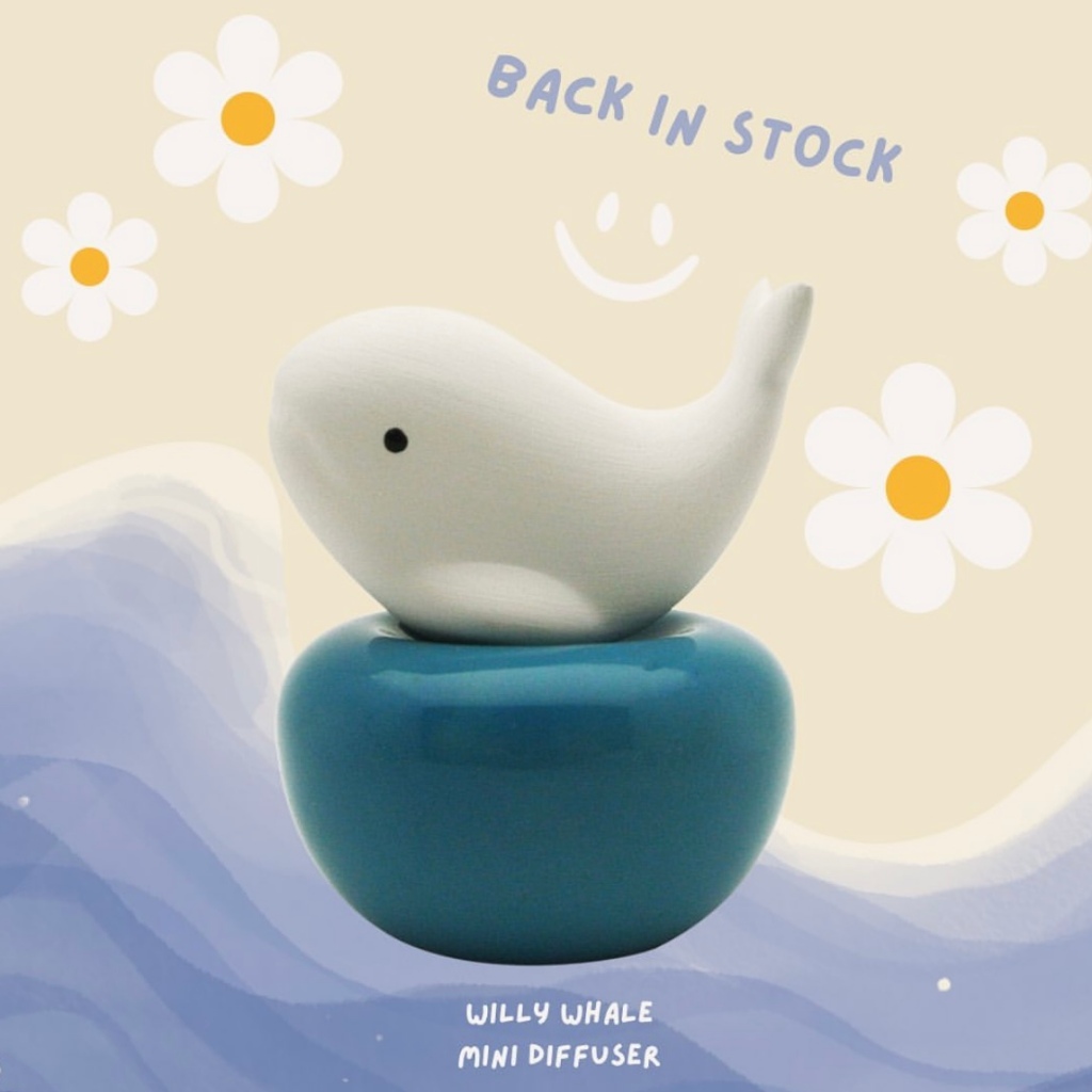 LIVELY BREEZE วาฬจิ๋ว (S) เซรามิกกระจายกลิ่นหอม Mini Whale - Room Diffuser Handmade in Thailand