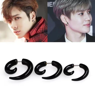 ต่างหู Unisex Black Fake Spiral Snail Earrings Gothic Punk Stud Earrings for Men Women Rock Party Jewelry - 1 ชิ้น