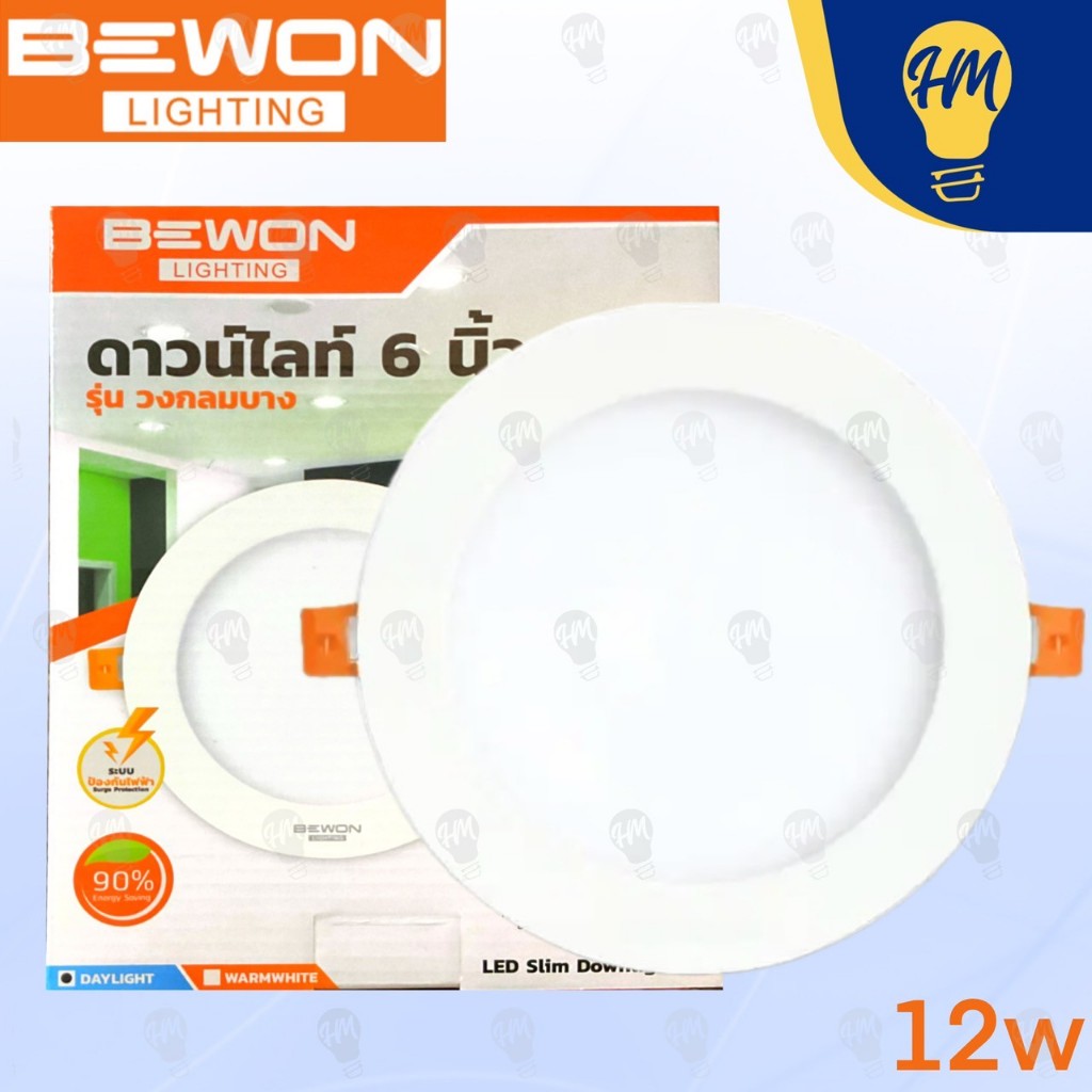 Bewon ดาวน์ไลท์ LED 6W 9W 12W 18W กลม แสงขาว Panel LED