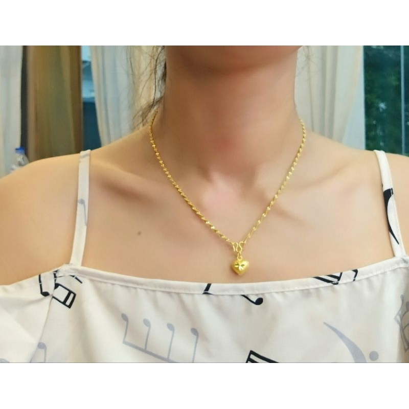 สร้อยคอดิสโก้ ห้อยจี้หัวใจน้ำหนัก 1 สลึง