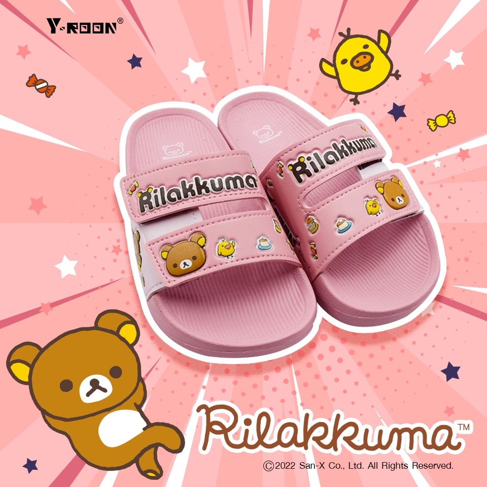 🔥MUST HAVE🔥รองเท้าแตะแบบสวม Y-Roon RILAKUMA รุ่น Y38 ไซส์ 24-35 การ์ตูนลิขสิทธิ์แท้ หน้าเท้าปรับได้