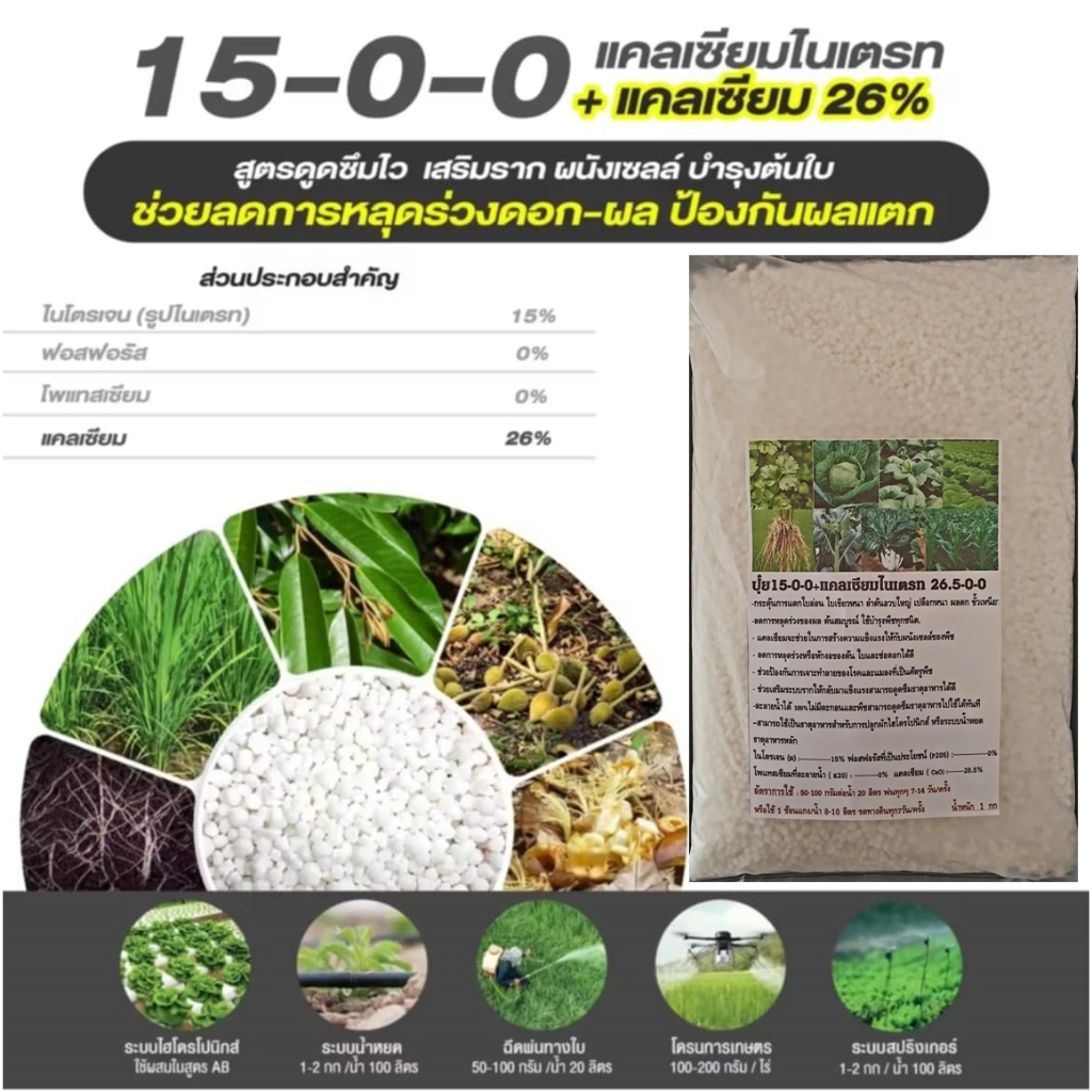 15-0-0+CaOแคลเซียมไนเตรท26%