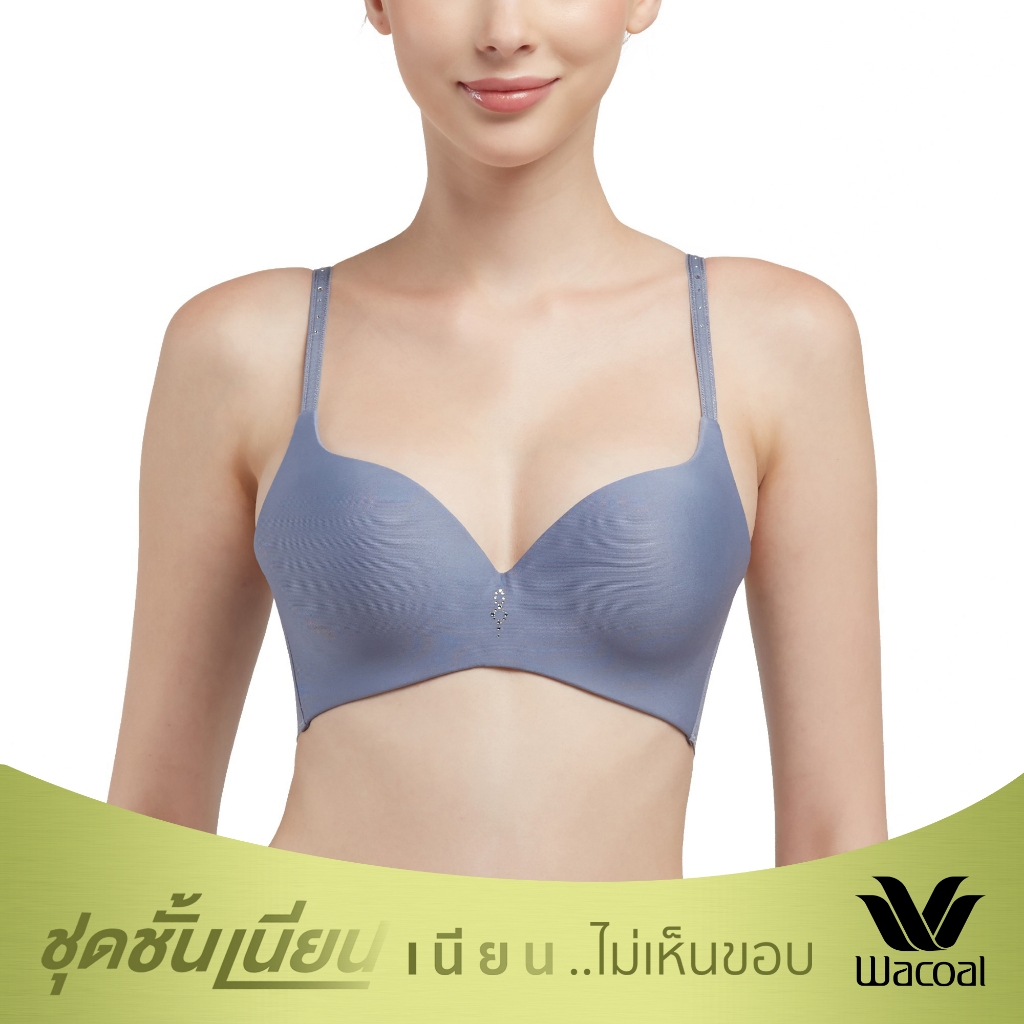 Wacoal ชุดชั้นเนียน บราไร้โครง ใส่สบาย เสริมฟองน้ำ รุ่น WB5X41 สีน้ำเงิน (NG)
