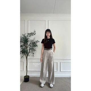 🚀ส่งด่วน | Bloom Pants กางเกงกระบอกใหญ่ แต่งจีบ ผ้าสโนว์สลาฟ ยาว 41 นิ้ว