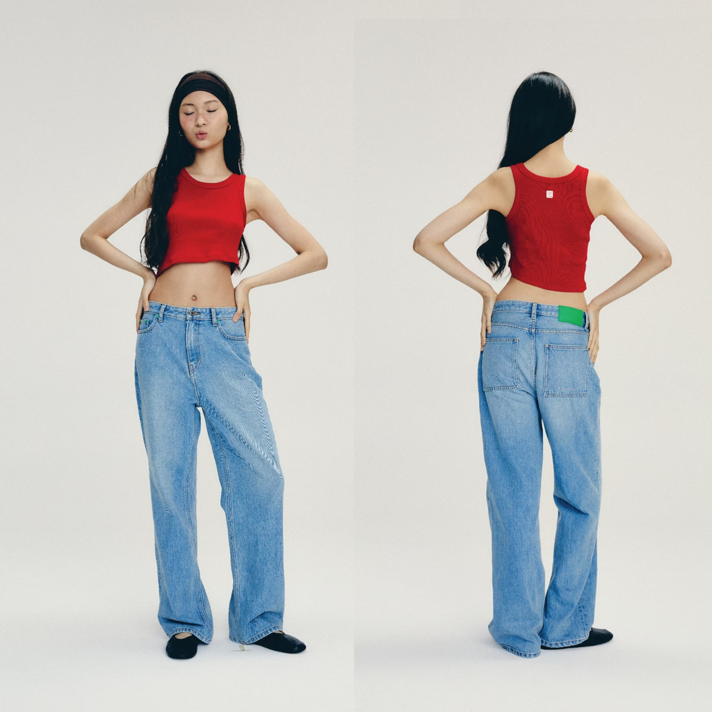 The Freckled Market - Boyfriend Denim กางเกงยีนส์ขากระบอก เอวกลาง