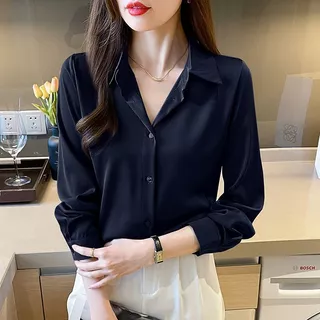 เสื้อเชิ้ตแขนยาวมินิมอล สไตล์เกาหลี สําหรับผู้หญิง,ผ้าใส่สบาย เสื้อ