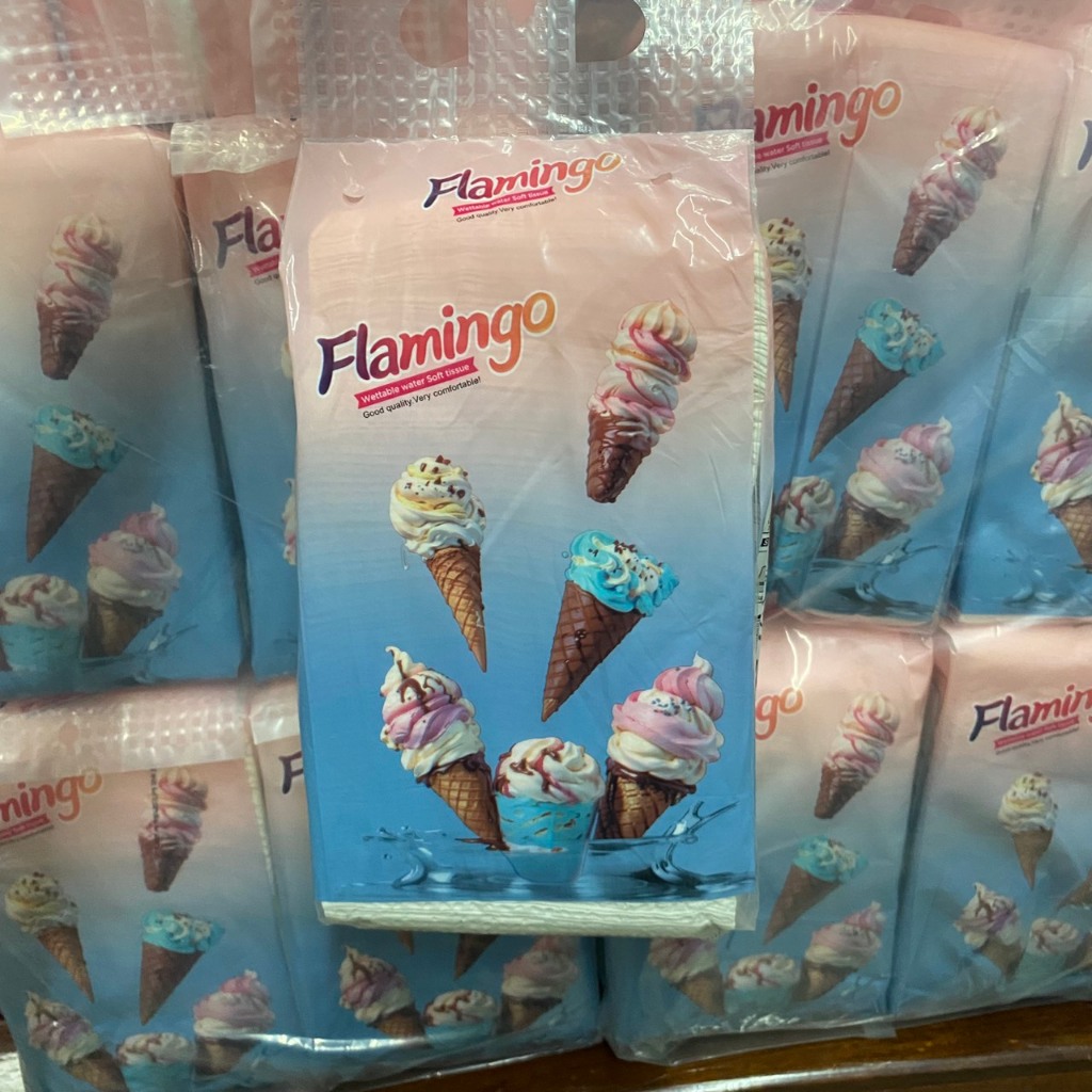 กระดาษทิชชู่ เช็ดมือ เช็ดหน้า Flamingo ห่อใหญ่ 660แผ่น