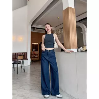 กางเกงยีนส์ กางเกงยีนส์ถูพื้น เอวสูง ผ้ายีนส์นิ่ม ใส่เที่ยวสวยมาก
