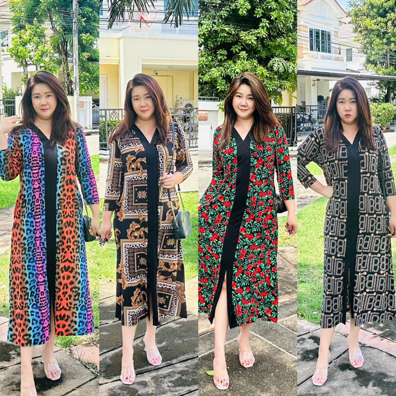 เดรสสาวอวบ เดรสคนอ้วน อก 38-50 ผ้าไอทีวาย ผ่าหน้า dress plussize
