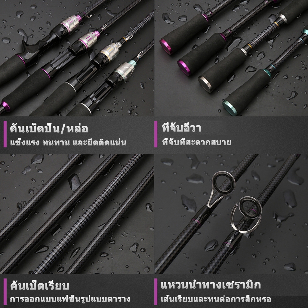 HAIYI FISHING ชุดคันเบ็ดคาร์บอนไฟเบอร์ ความยาว 2.1 ม. พร้อมรอกโลหะ 18+1BB 7.2:1 รองรับน้ำหนักรวมได้ 10 กก. - รูปที่ 2