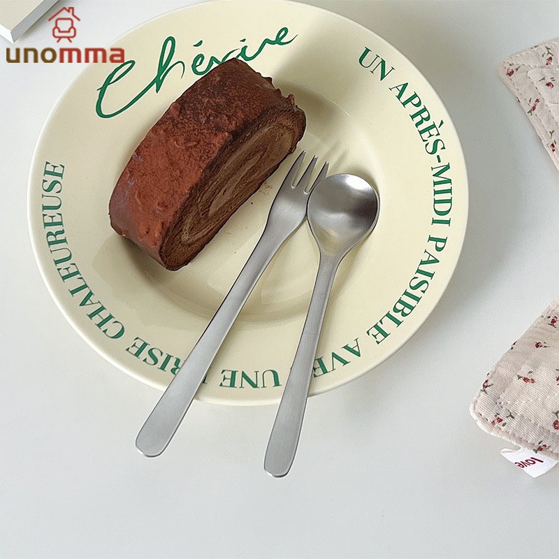 🎈ช้อน ส้อม ช้อนส้อม สเตนเลส 304 สไตล์ญี่ปุ่น ช้อนขนมหวาน unomma