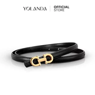 Yolanda เข็มขัดผู้หญิง สไตล์เกาหลี เส้นบาง เข็มขัดหนัง PU หัวทอง ทรงเรียบ สวมใส่สบาย ใส่แล้วดูแพงทันที แมทง่าย FF1609