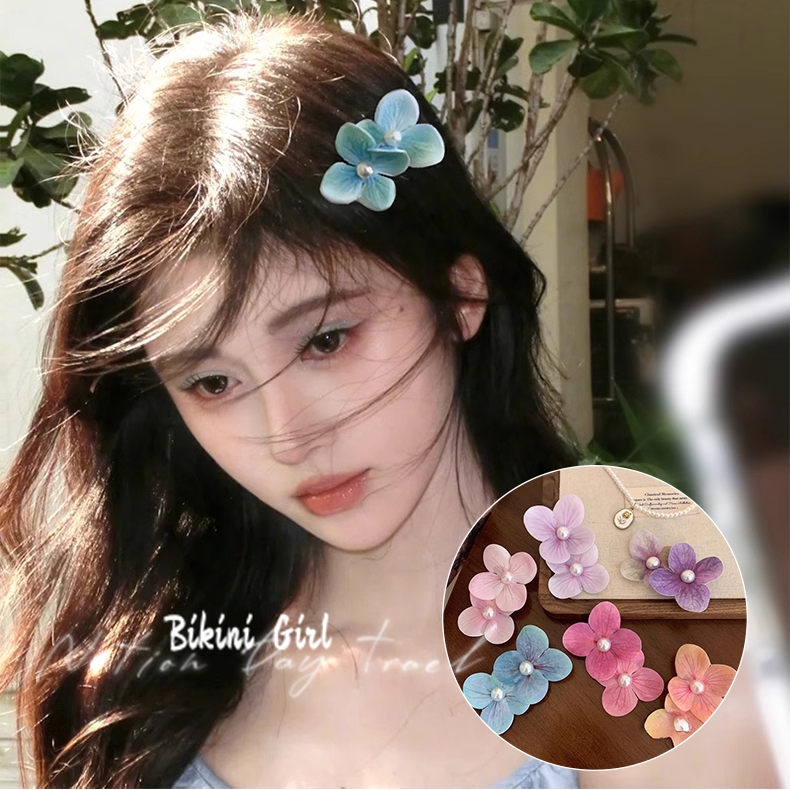 กิ๊บประดับมุก 🌸 กิ๊บติดผมลายดอกไม้ มีหลายสี กิ๊บปากเป็ดแฟชั่น