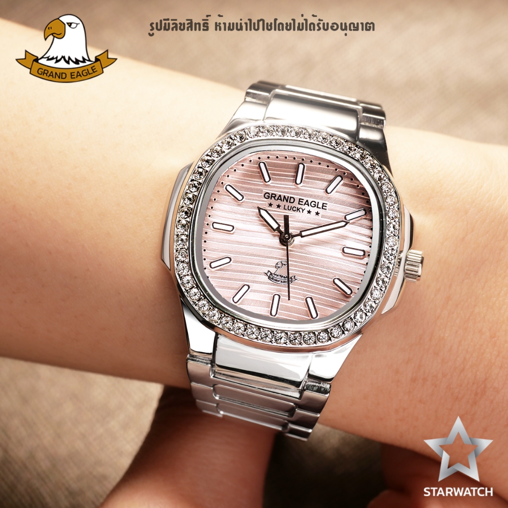 GRAND EAGLE นาฬิกาข้อมือผู้หญิง สายสแตนเลส รุ่น GE155L – SILVER/LIGHTPINK