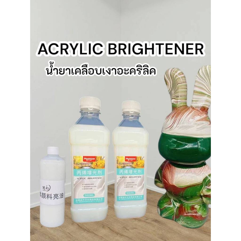 น้ำยาเคลือบอะคริลิค Brightener ขนาด120ML ขนาด500ML น้ำยาเคลือบเงาช่วยเพิ่มความสว่างผลงานศิลปะทำให้พื้นผิวดูเงางามมากขึ้น