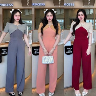 สินค้าพร้อมส่ง ชุดเซตยาวผ้าวูลเวฟทรูโทน เสื้อแขนสั้นแต่งกระด…