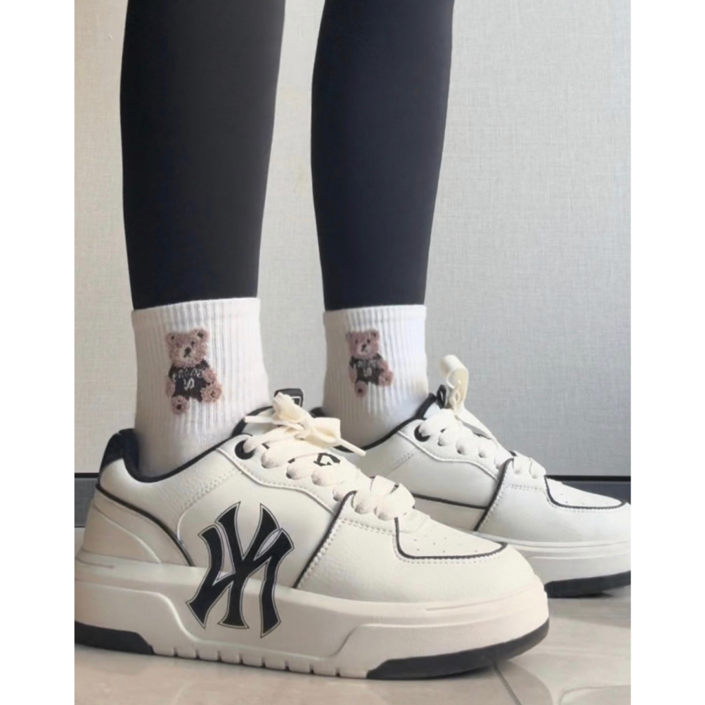 【ของแท้%100】MLB Chunky Liner Sneakers รองเท้าผ้าใบ รุ่น รองเท้าลำลอง-ขาว จัดส่งที่รวดเร็ว